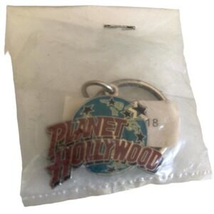 Planet Hollywood Keychain Globe Souvenir Keyring Enamel Metal KeyTag New Gift